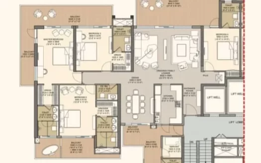 BIG 4BHK + Serv ( 4190 Sqft )