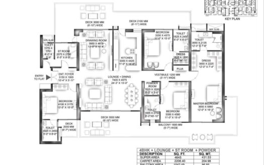 4.5BHK ( 4645 Sqft) + Serv + Store + Pooja + Lounge